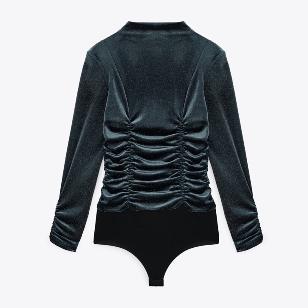 NWT ZARA Sparkly Velvet Bodysuit Medium